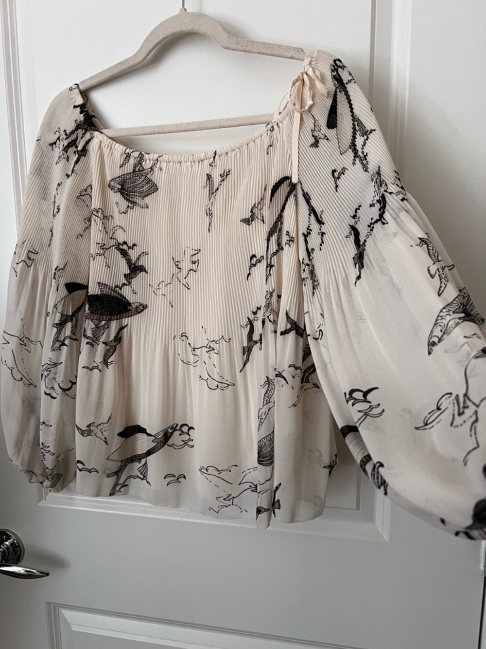Aritzia Wilfred Talence Blouse (cream/black) - Picture 3 of 9